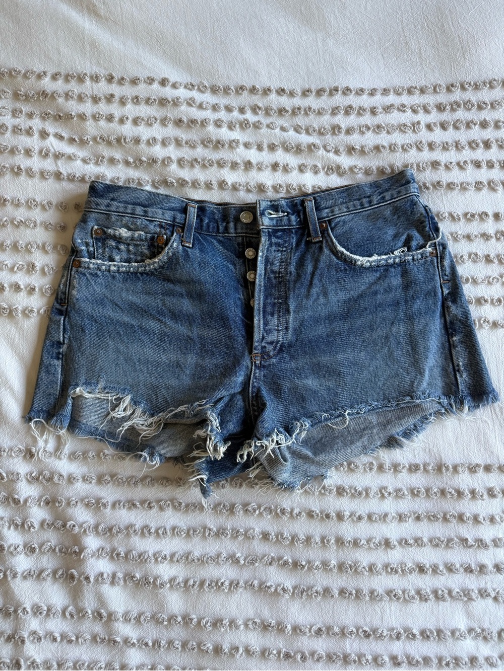 Agolde Denim Cutoff Shorts in Blue - size 29